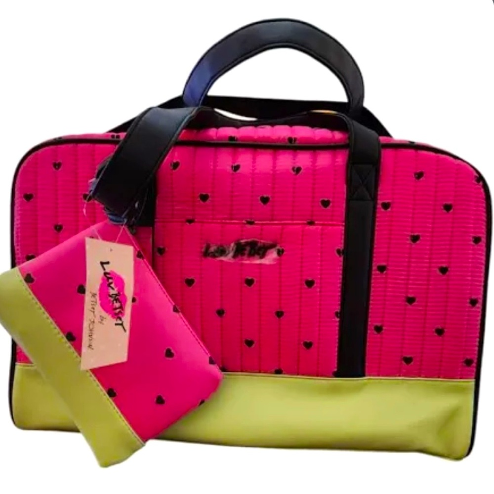 Betsey Johnson Watermelon 2 Piece Duffle Carry On Bag With Crossbody Strap